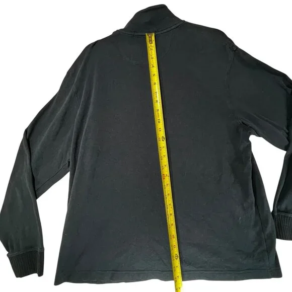 Cremeux Classic Navy Blue Quarter Zip Pullover Sweater Large Ribbed Cuffs - Picture 9 of 9